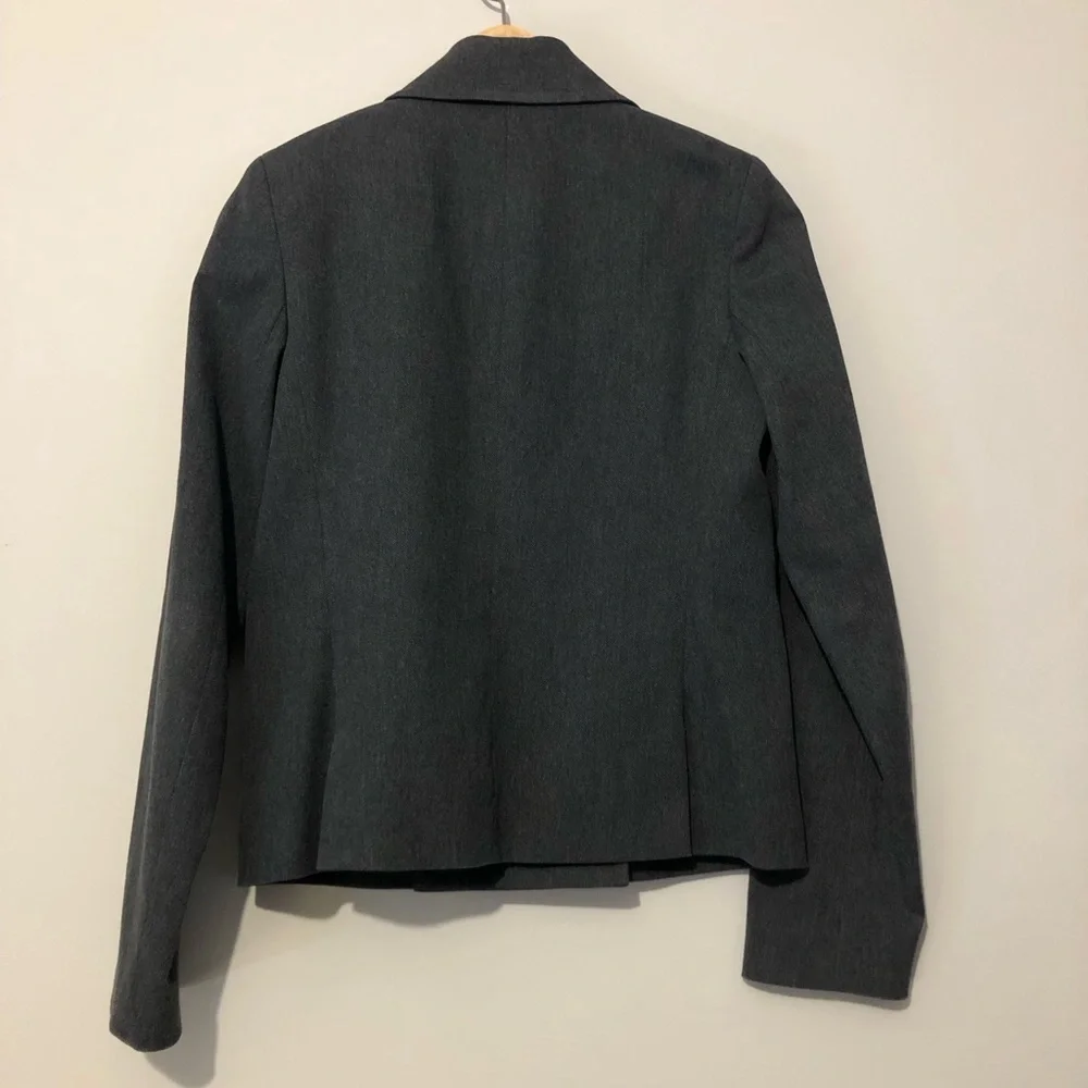Theory Gray Double-Breasted 2 Piece Jacket Skirt Suit Set Women’s Small Skirt 4